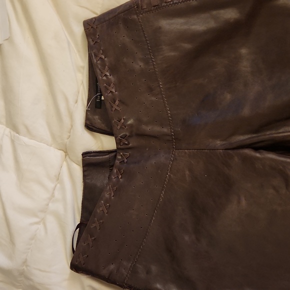 Genuine Leather brown pants size 2 - Picture 2 of 9